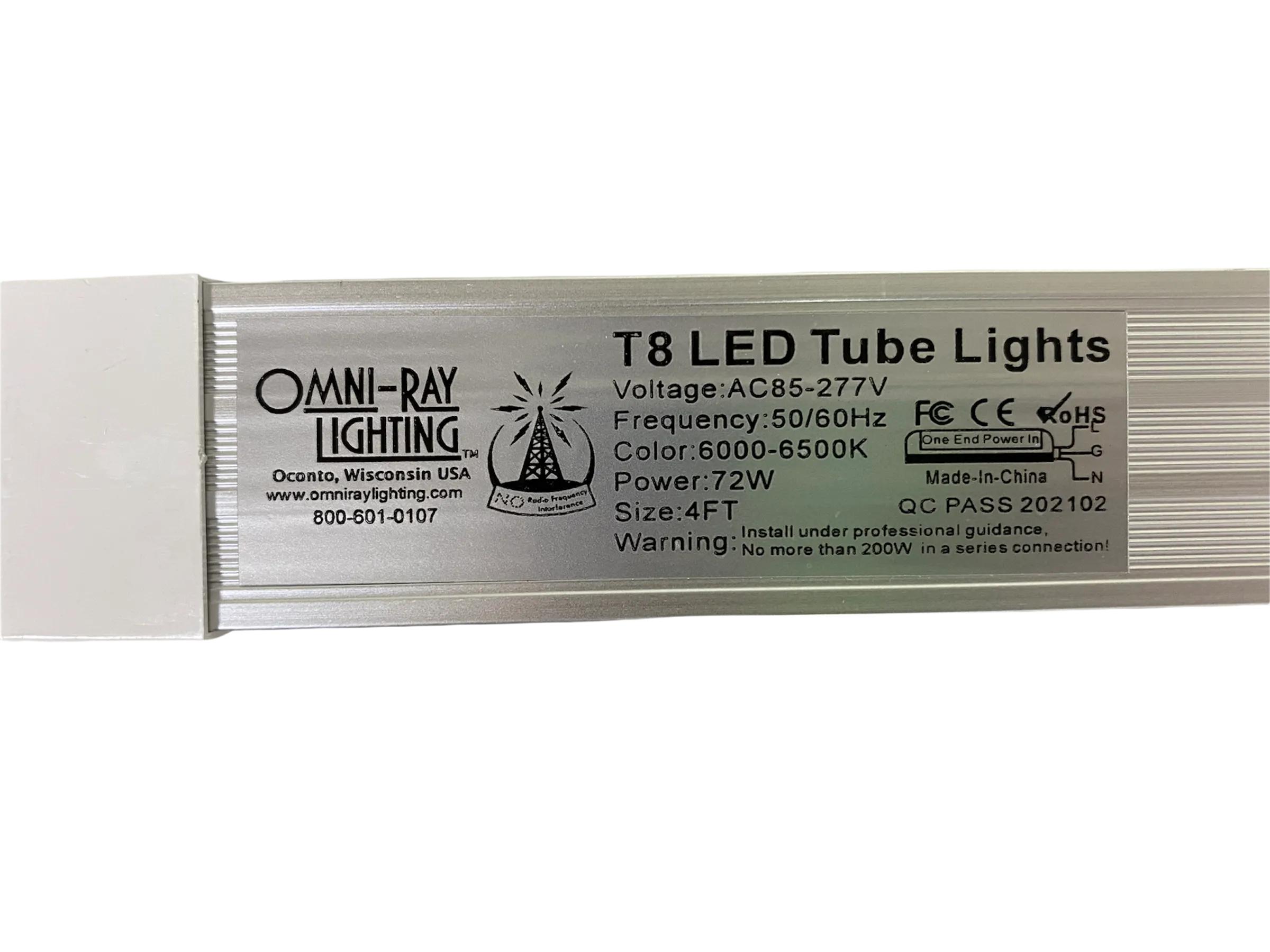 (10-PACK) Linkable LED T8 4ft 72w 8,827 Lumen FROSTED LENS (NO RF) Quad-Row w/Mounting Hardware