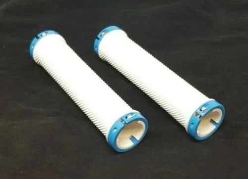 135mm Lock On Handle Bar Grips, White & Blu, Kansi Bikes, Folding Bike, Mtb Bike