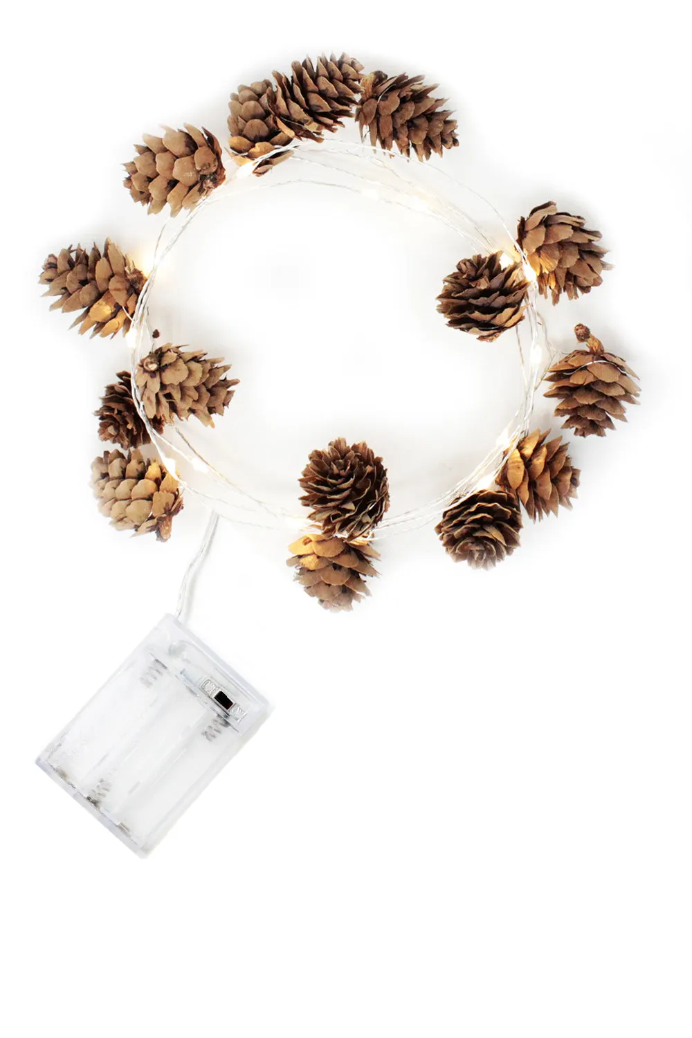 15 LED Pine Cone String Light Battery Operated - Warm White