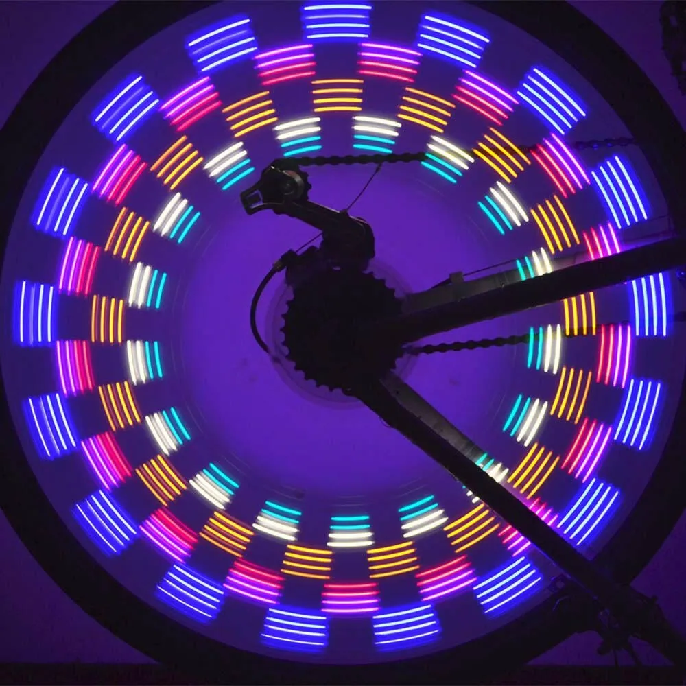 16 Colorful LED Lights 42 Patterns Water Resistant Bicycle Bike Cycling Wheel Spoke Light Lamp