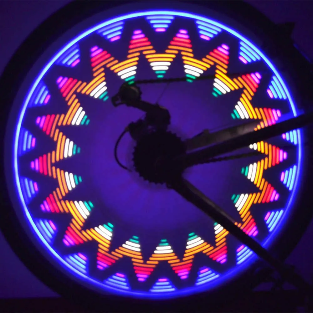 16 Colorful LED Lights 42 Patterns Water Resistant Bicycle Bike Cycling Wheel Spoke Light Lamp