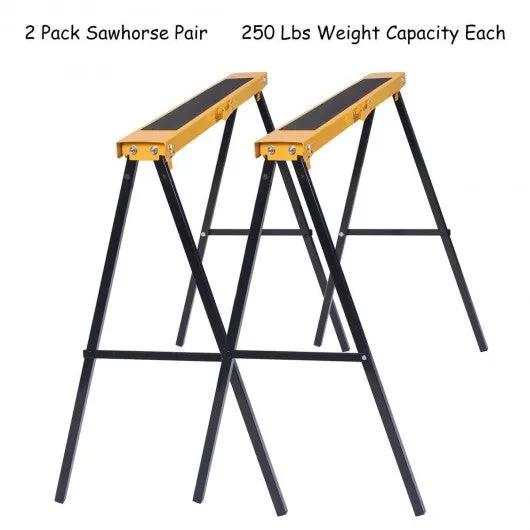 2 Pack Heavy Duty Sawhorse with Steel Folding Legs