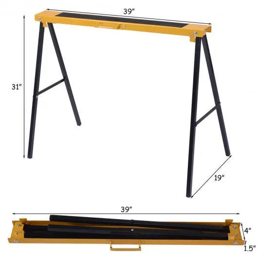 2 Pack Heavy Duty Sawhorse with Steel Folding Legs