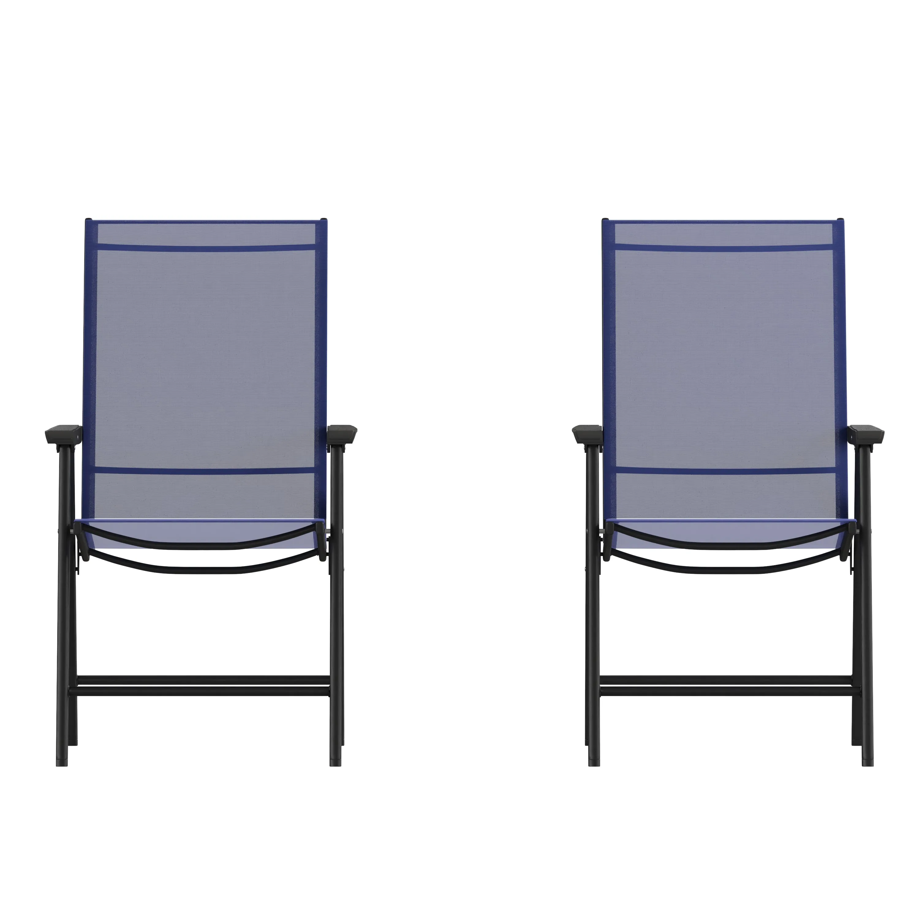 2PK NV/BK Folding Patio Chair 2-TLH-SC-044-NV-GG