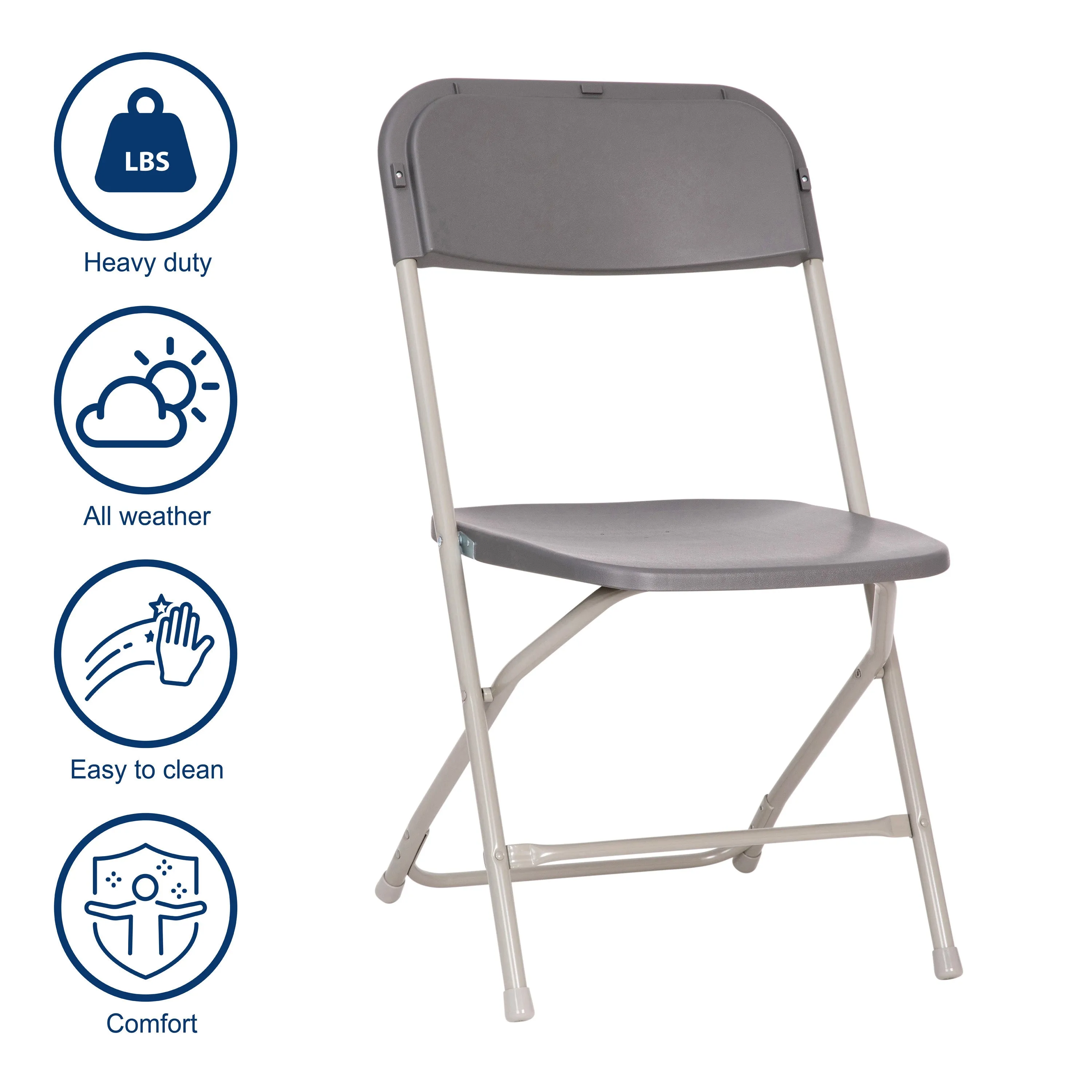 4 Pack Gray Folding Chairs 4-LE-L-3-W-GY-GG