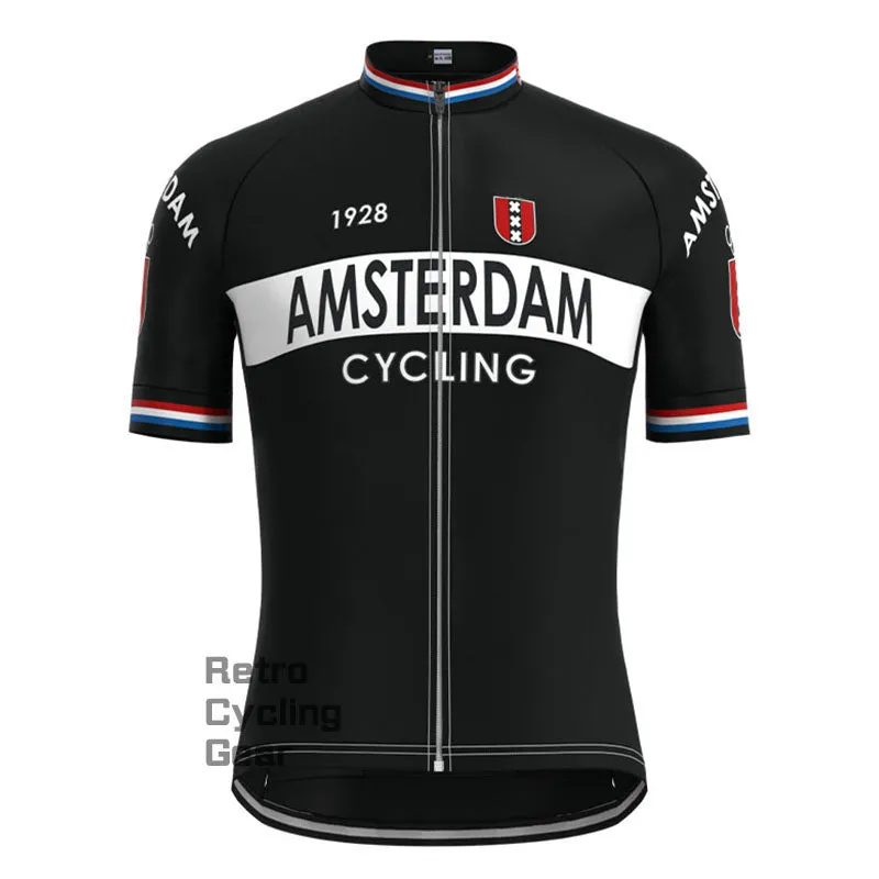 Amsterdam Black Retro Long Sleeve Cycling Kit