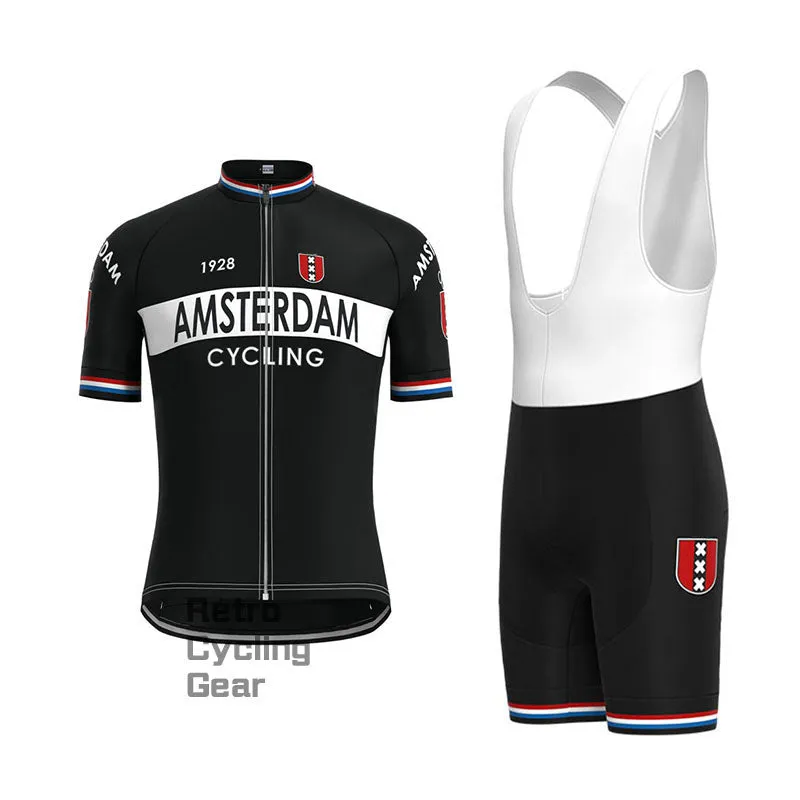 Amsterdam Black Retro Long Sleeve Cycling Kit