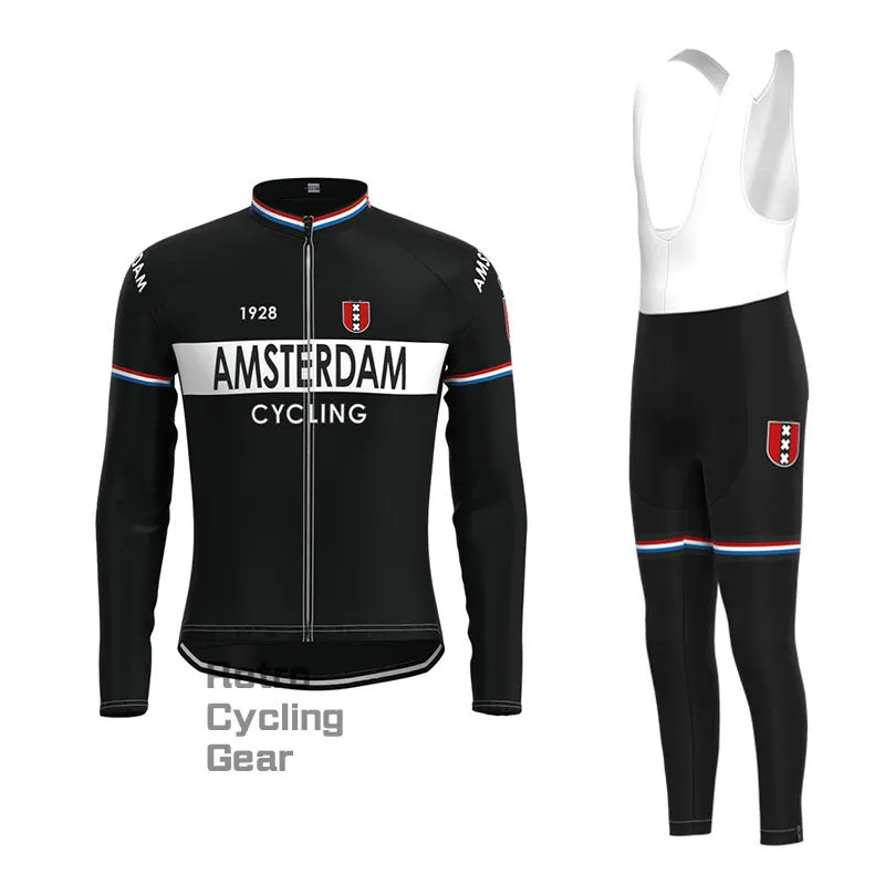 Amsterdam Black Retro Long Sleeve Cycling Kit