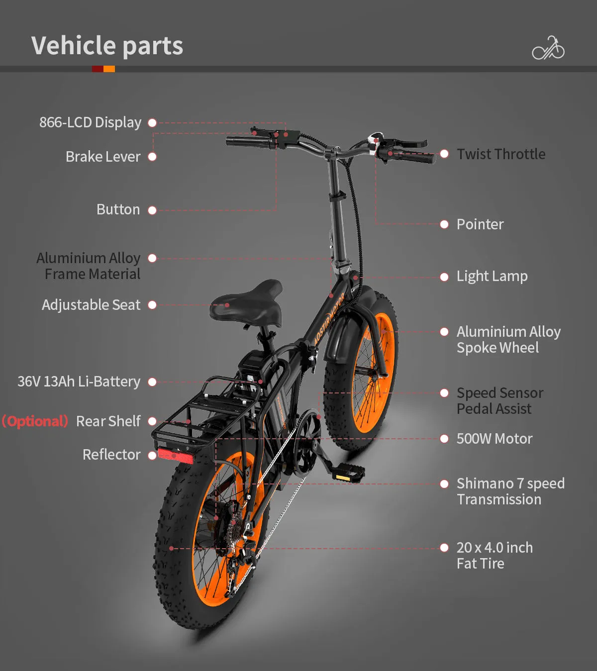 AostirMotor Fat Tire Folding Electric Bike A20