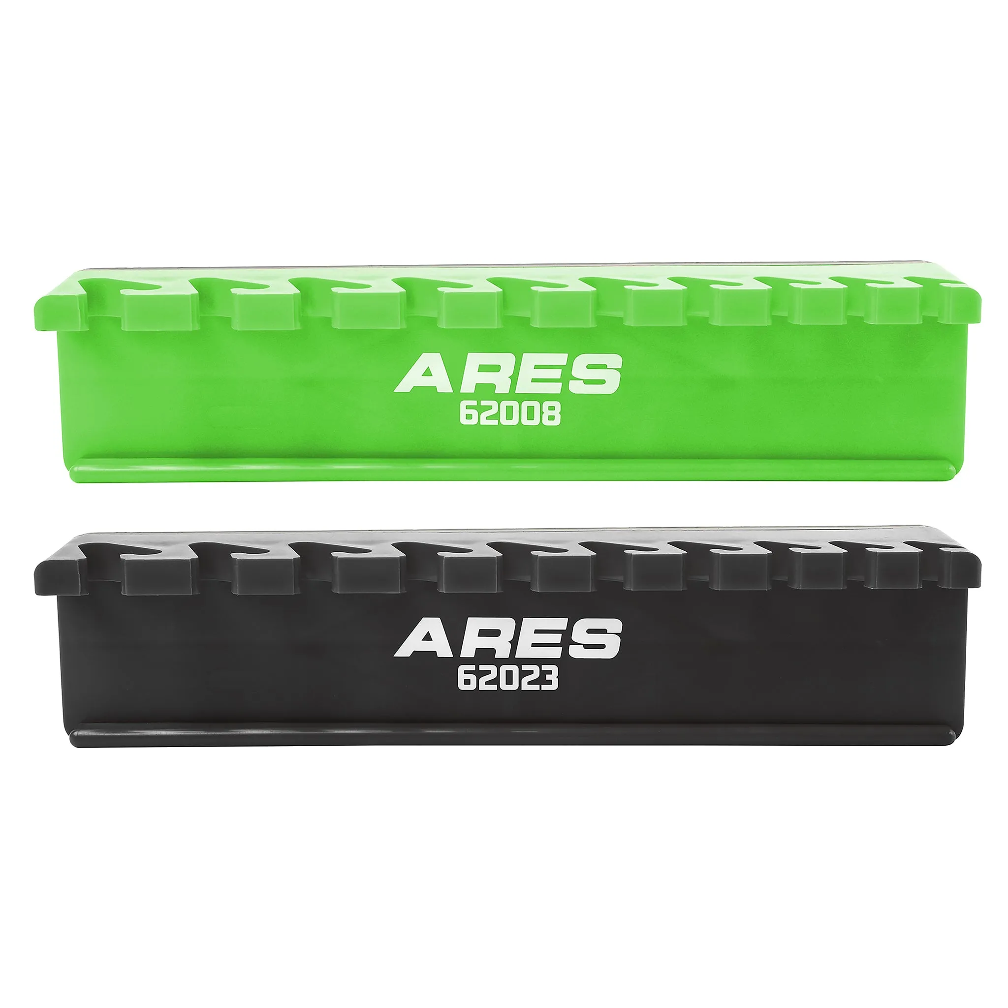 ARES 62058 - 2-Pack 10-Slot Green and Black Magnetic Wrench Organizer Set