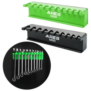 ARES 62058 - 2-Pack 10-Slot Green and Black Magnetic Wrench Organizer Set