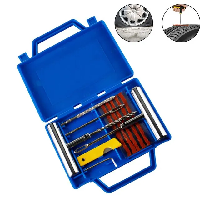 Auto Tire Repair Set Puncture Repair Tools Car Van Motorcycle Bike Emergency Heavy Duty Tubeless Tire Repair Kit Rivet Tool Set