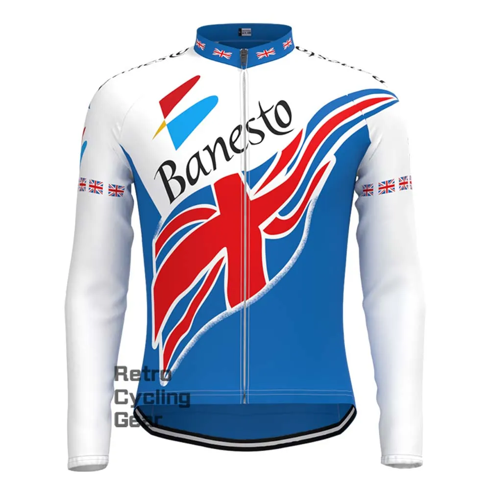 Banesto blue Retro Long Sleeve Cycling Kits