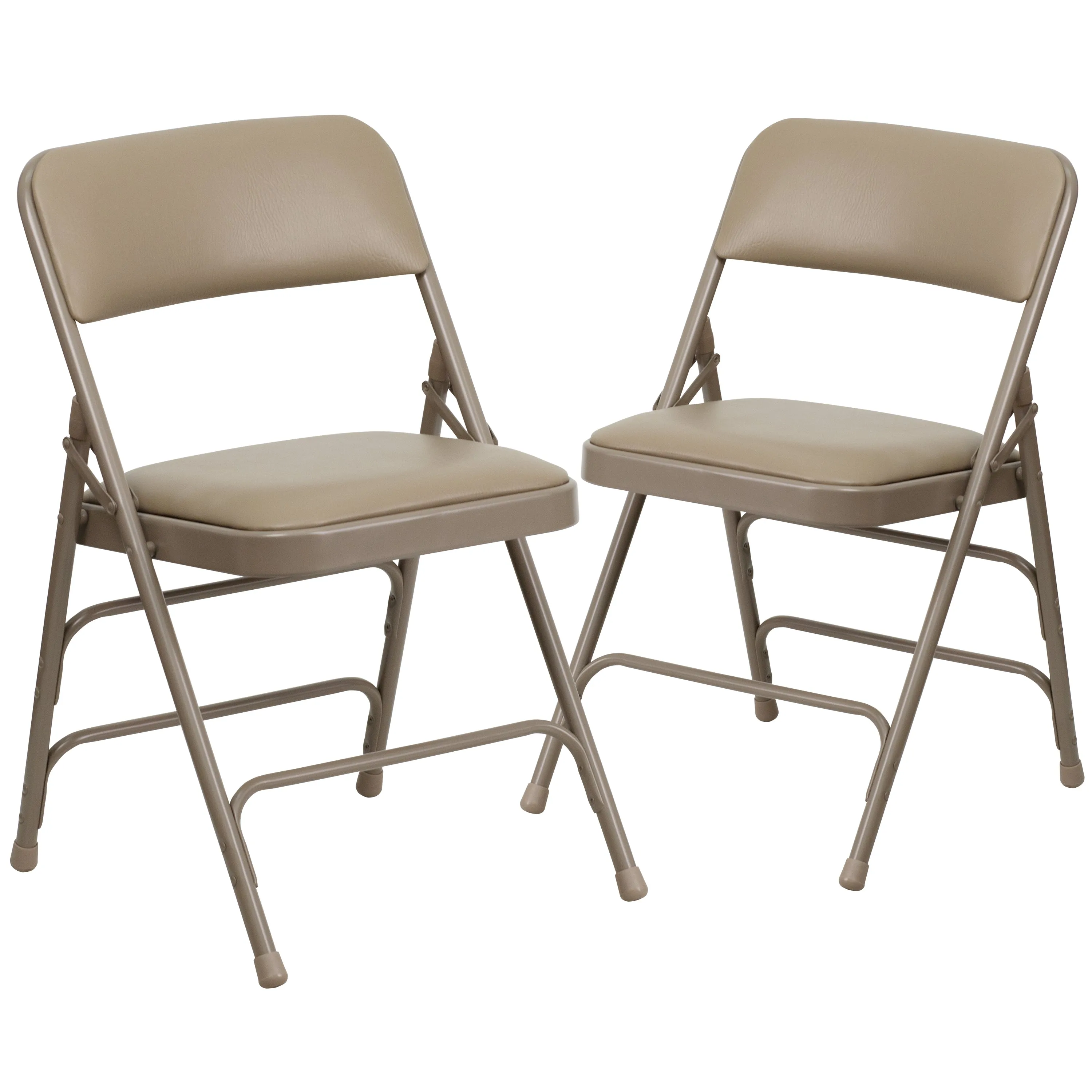 Beige Vinyl Folding Chair 2-HA-MC309AV-BGE-GG