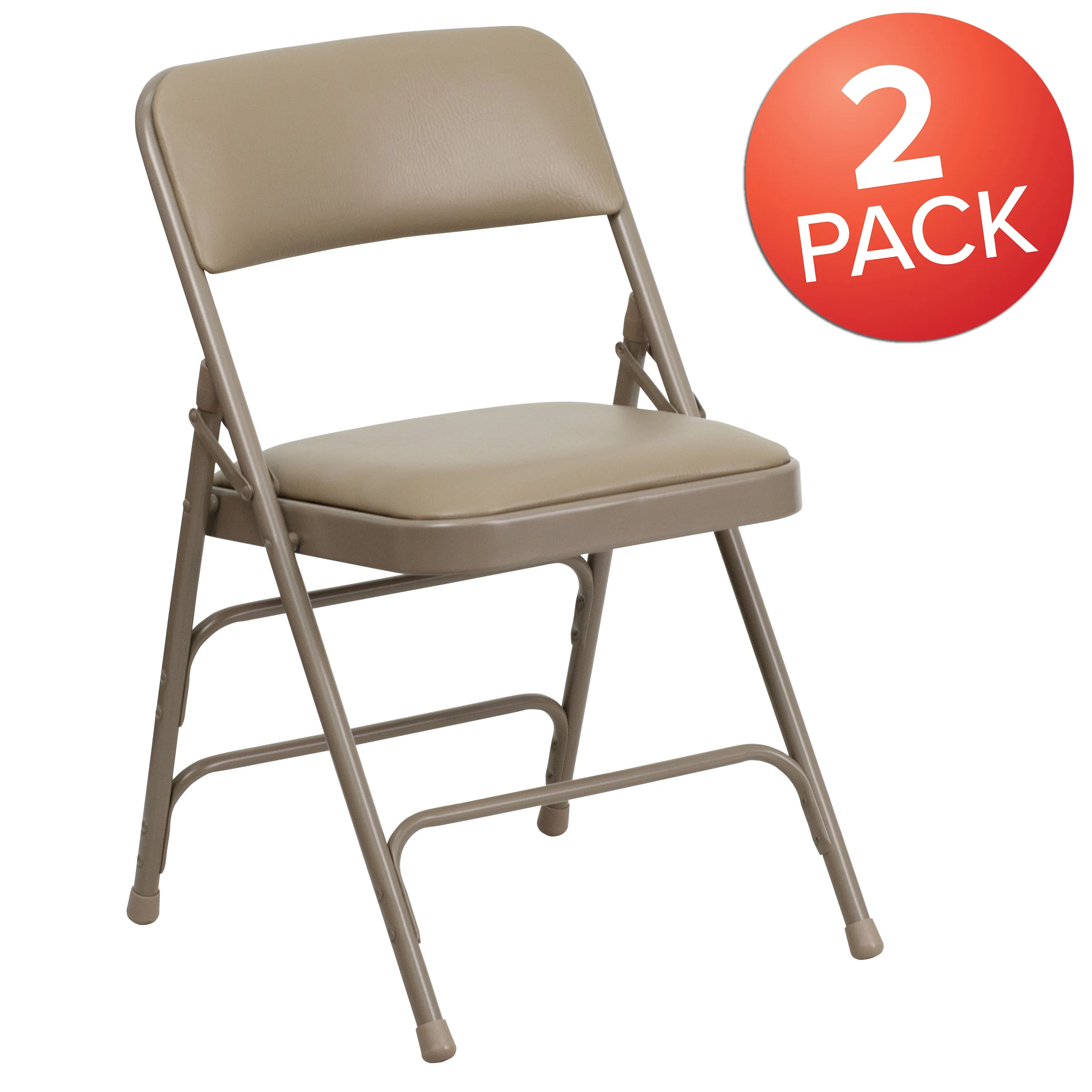 Beige Vinyl Folding Chair 2-HA-MC309AV-BGE-GG