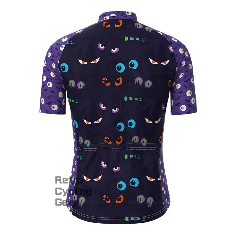 Cartoon eyes Halloween Short Sleeves Cycling Jersey