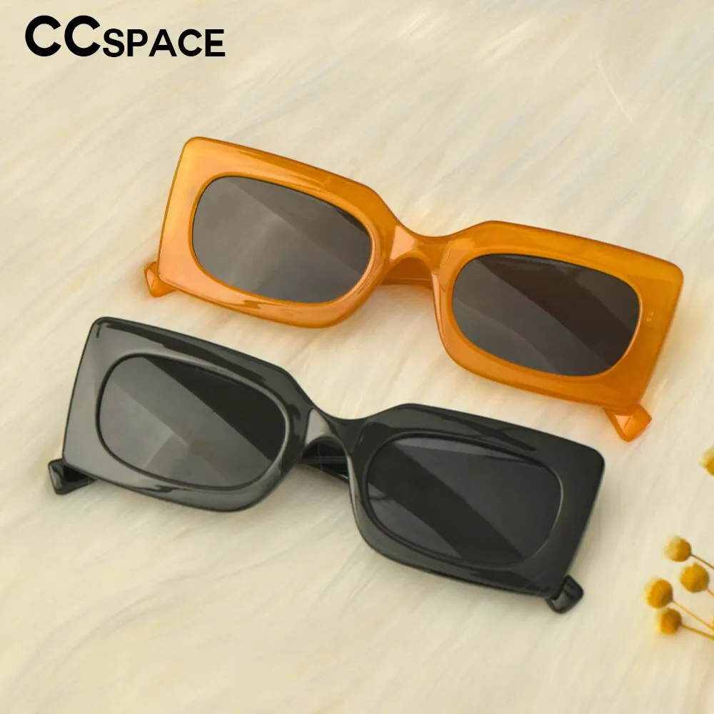 CCSpace Women's Full Rim Rectangle Resin Punk Frame Sunglasses 53592