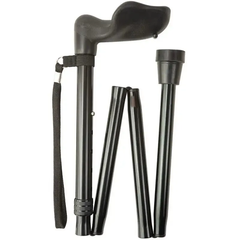 Charles Buyers Height Adjustable Folding Stick (Right) Black