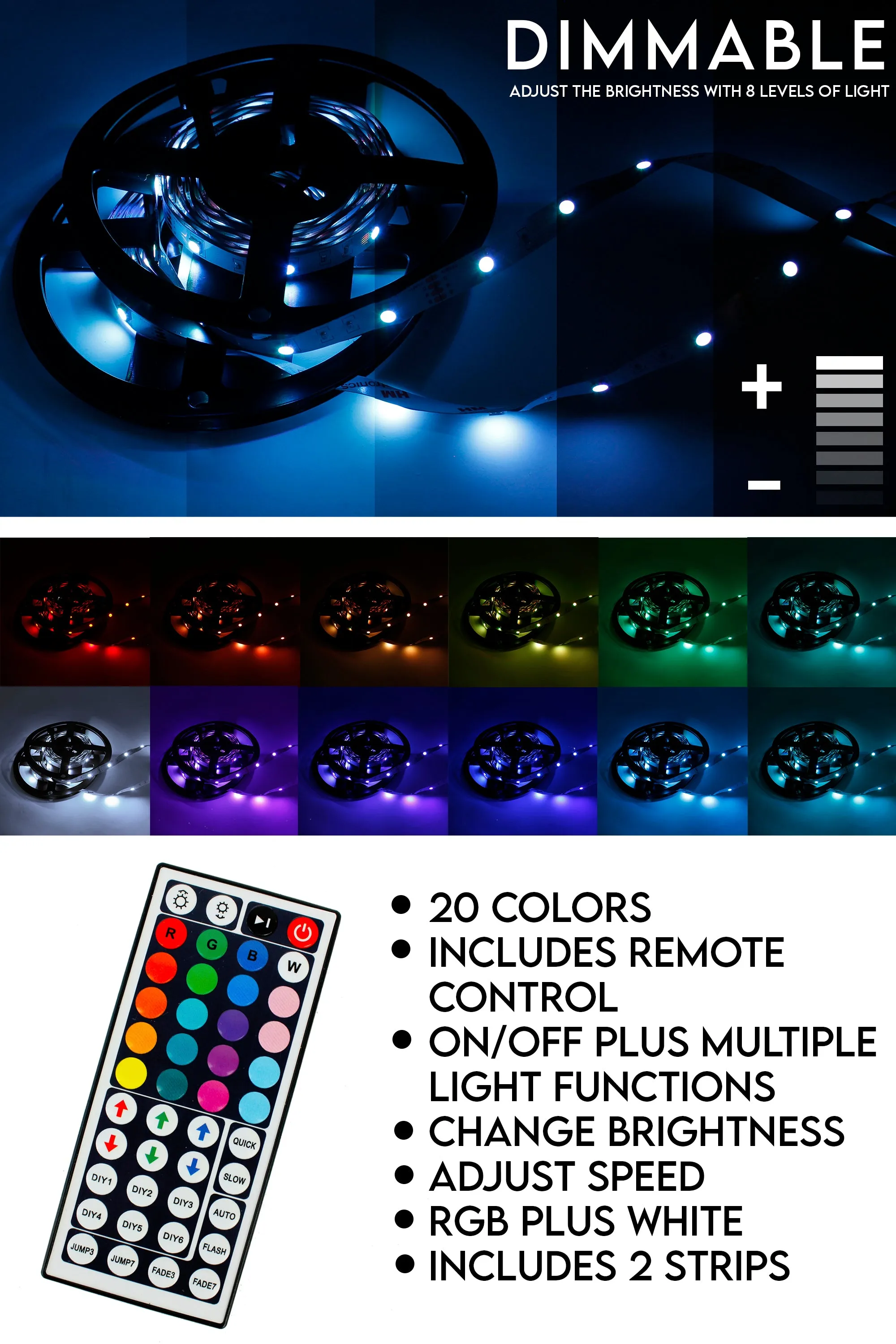 Complete Kit 300 LED 32ft Strip Lights with Remote