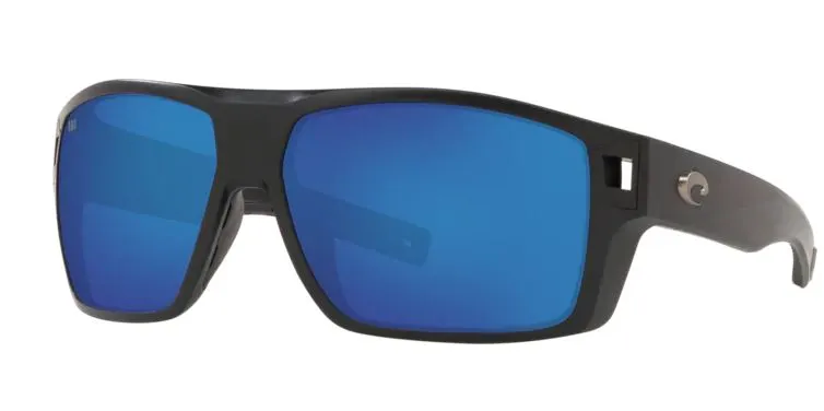 Costa Del Mar Diego Matte Black Frame - Blue Mirror 580 Glass Lens - Polarized Sunglasses