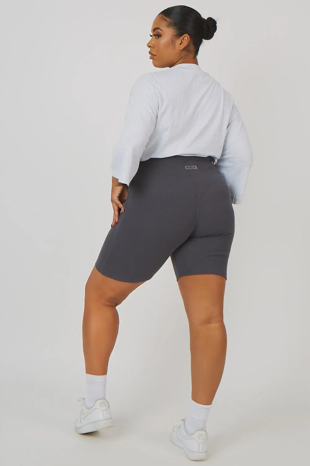 Curve Rib Cycling Shorts Grey