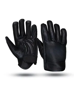 Dream Apparel Mens Black Premium Cowhide Naked Leather Gloves with Gel Palm