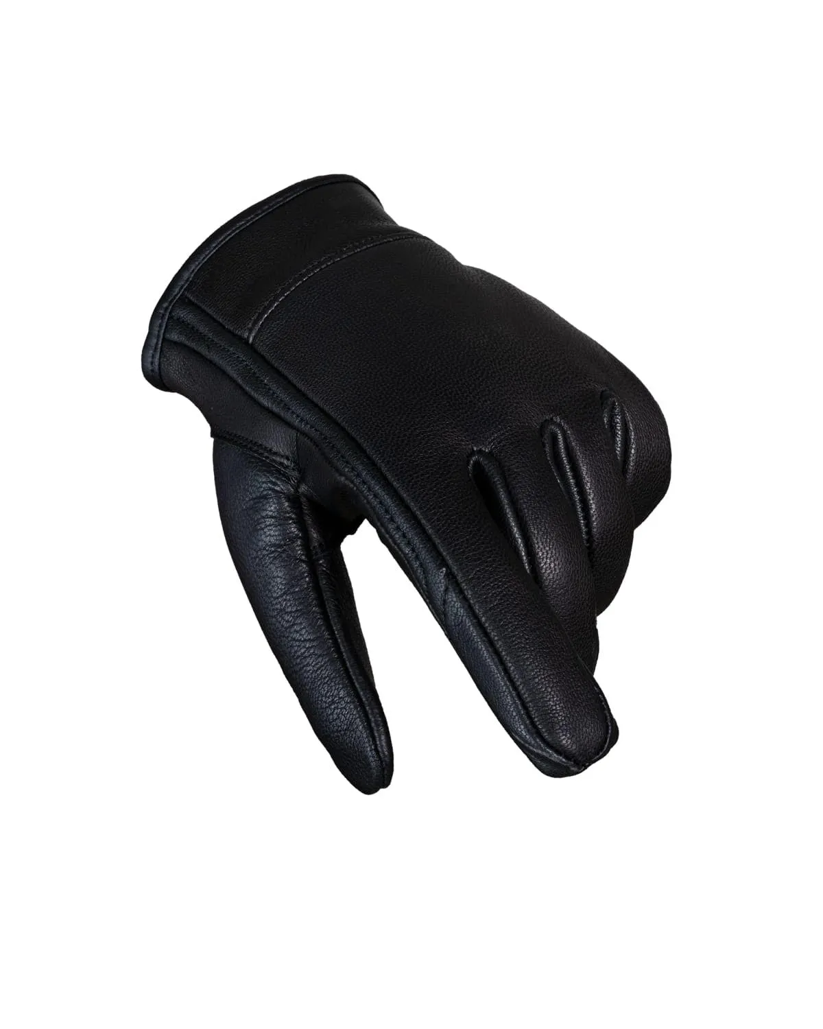 Dream Apparel Mens Black Premium Cowhide Naked Leather Gloves with Gel Palm