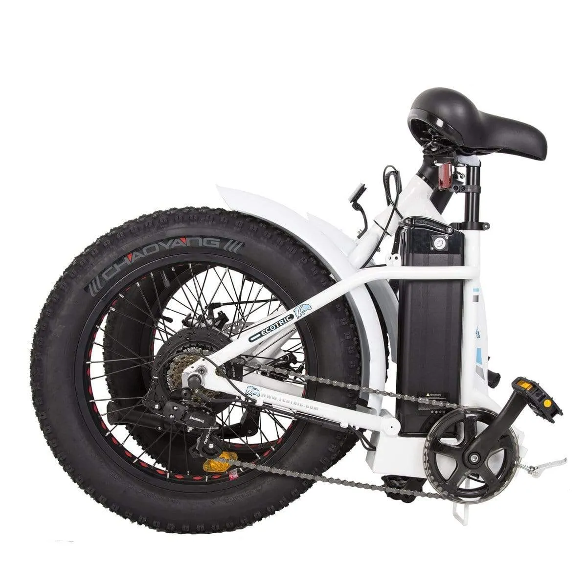 Ecotric 20inch black Portable and folding fat bike model Dolphin - C-DOL20LED-MBL-Z