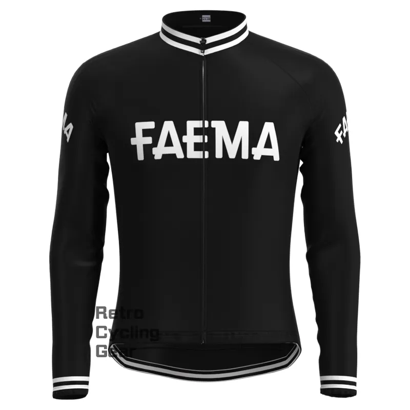 FAEMA Black Retro Long Sleeve Cycling Kit