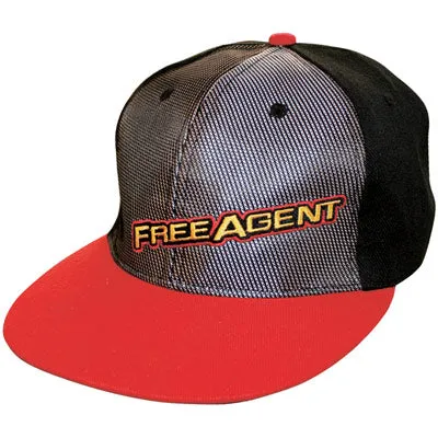 F/Agent Hat,Racer,Fits Most Snap Fit,Blk/Sil W/Red Bill Team Snap Fit Hat Free Agent Apparel