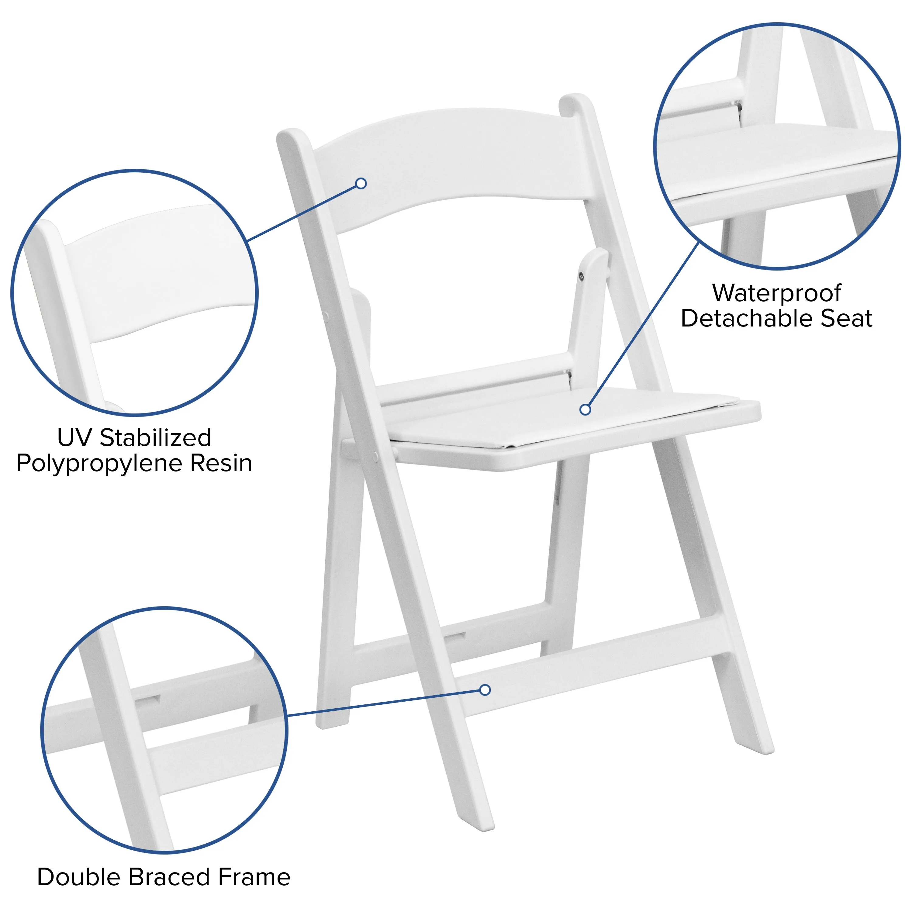 Folding Chair White Resin 2-LE-L-1-WHITE-GG