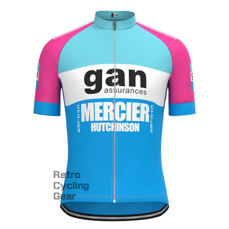 gan Blue-Pink Retro Long Sleeve Cycling Kit