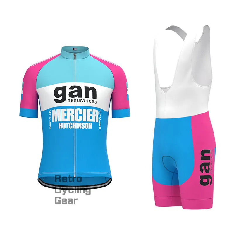 gan Blue-Pink Retro Long Sleeve Cycling Kit