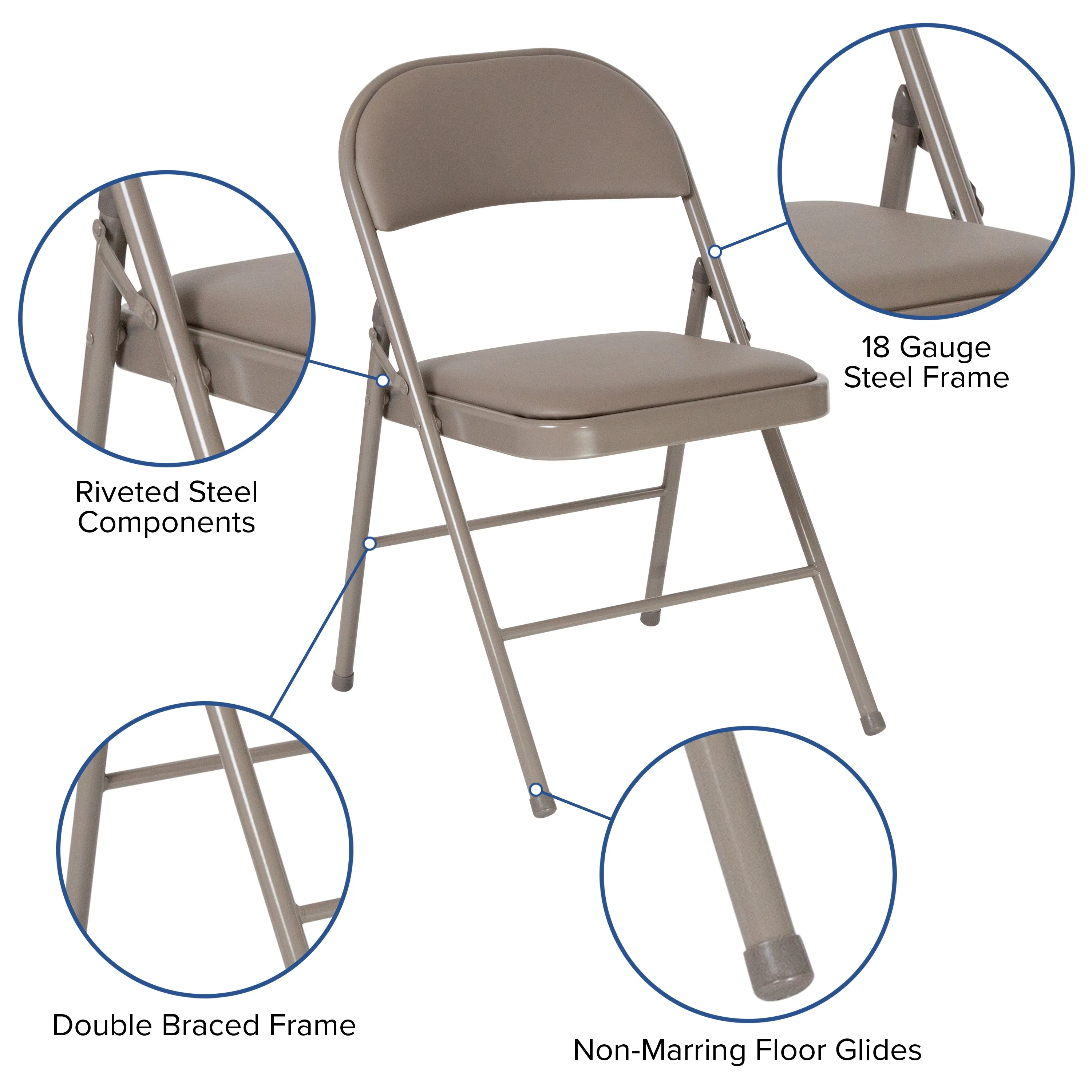 Gray Vinyl Folding Chair 2-HA-F003D-GY-GG