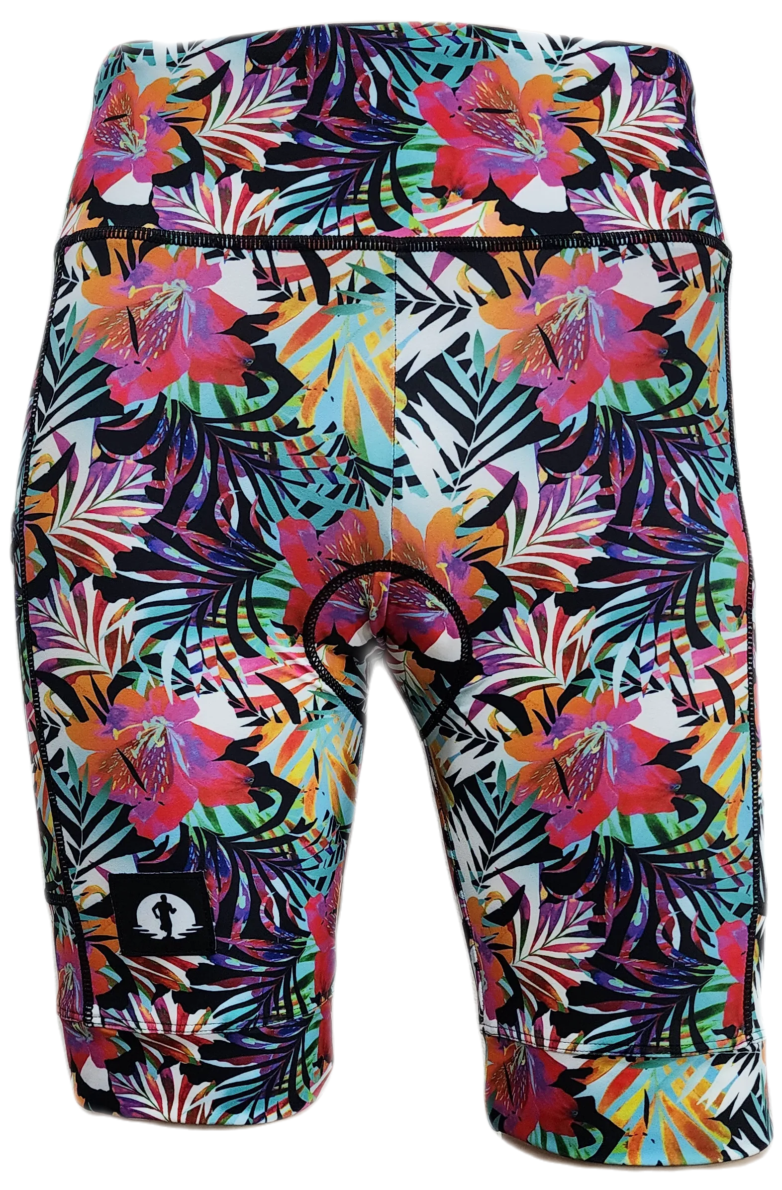 High Waist LADIES Cycling Shorts - Hibiscus Brights