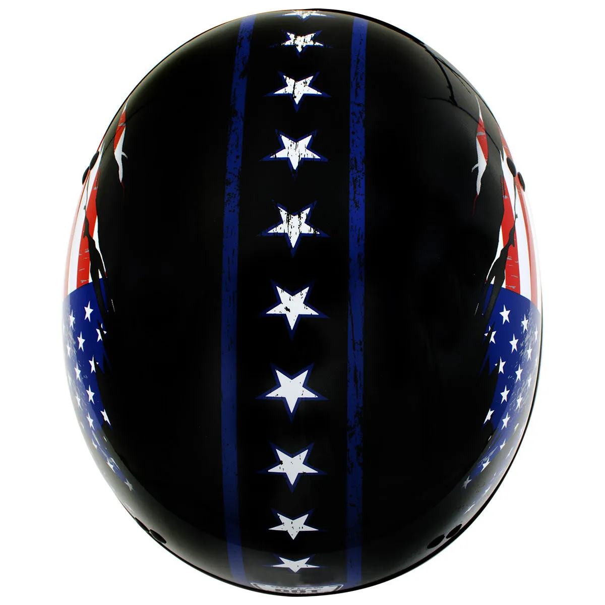 Hot Leathers American Flag Black Glossy Motorcycle Skull Cap Half Helmet for Men and Women DOT Approved HLT68