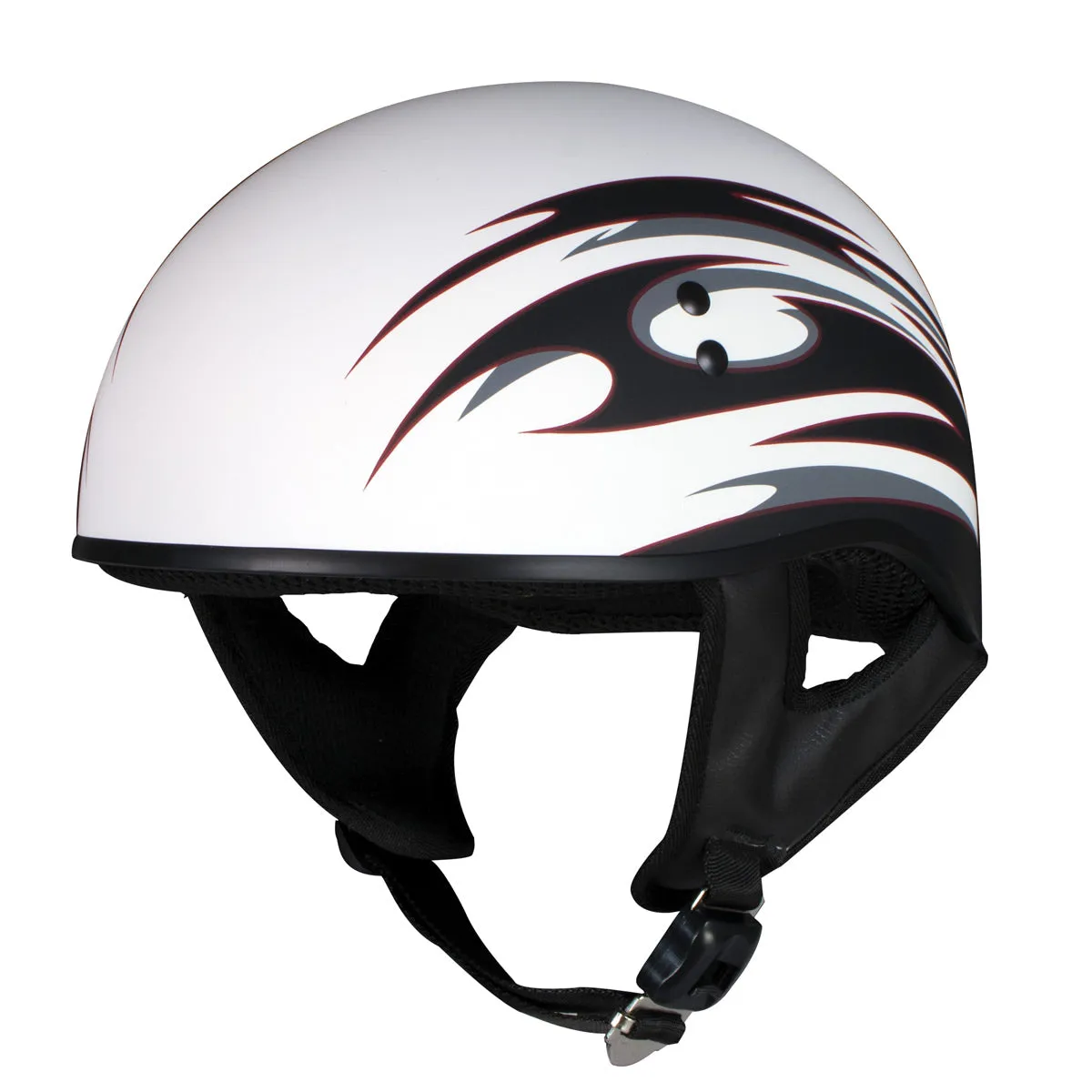 Hot Leathers HLT68 'Tribal White' Advanced DOT Approved Motorcycle Skull Cap Half Helmet for Men and Women Biker