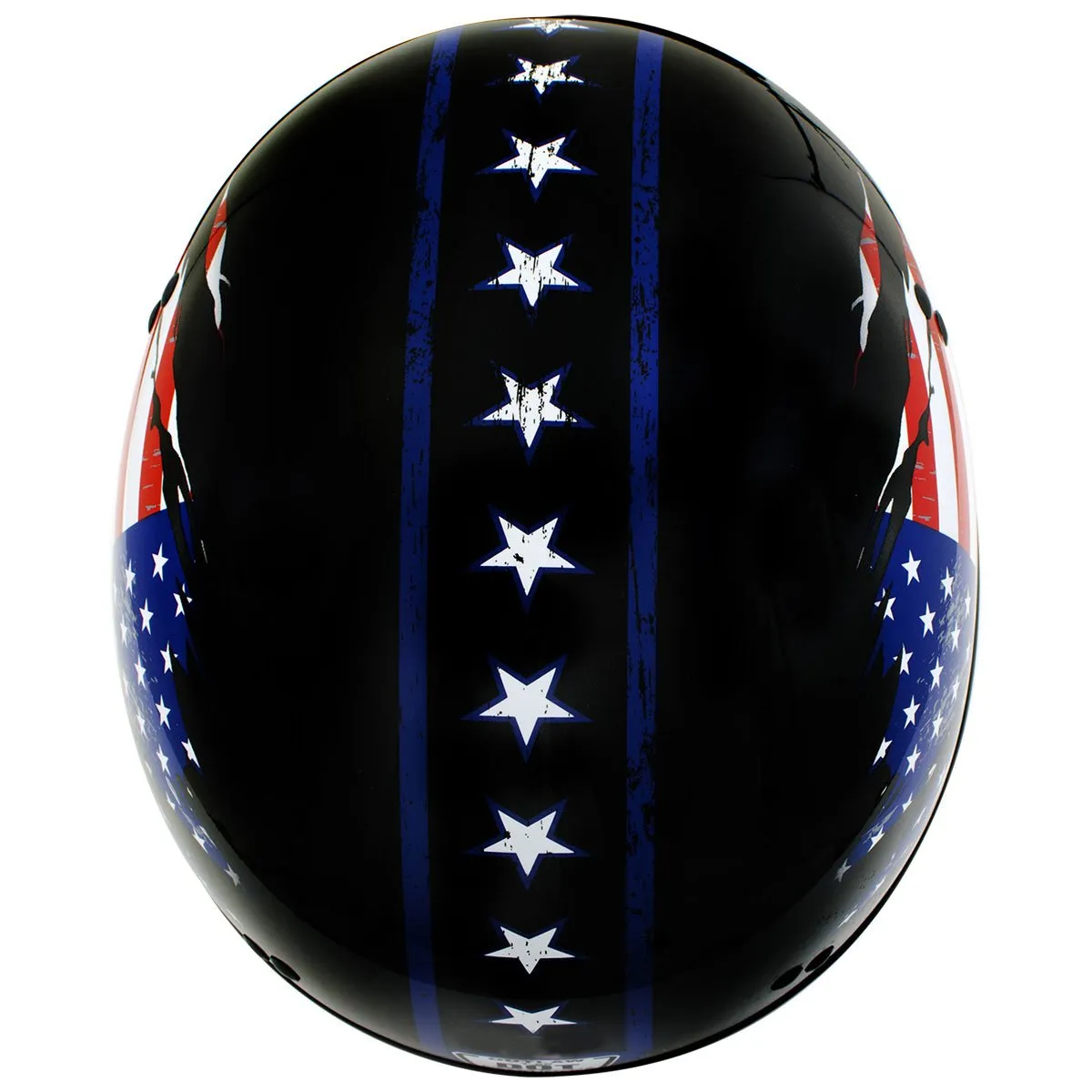 Hot Leathers T68 'American Flag' Advanced DOT Black Glossy Motorcycle Skull Cap Half Helmet