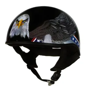 Hot Leathers T68 'Eagle' Black Advanced DOT Approved Motorcycle Skull Cap Half Helmet for Men and Women Biker