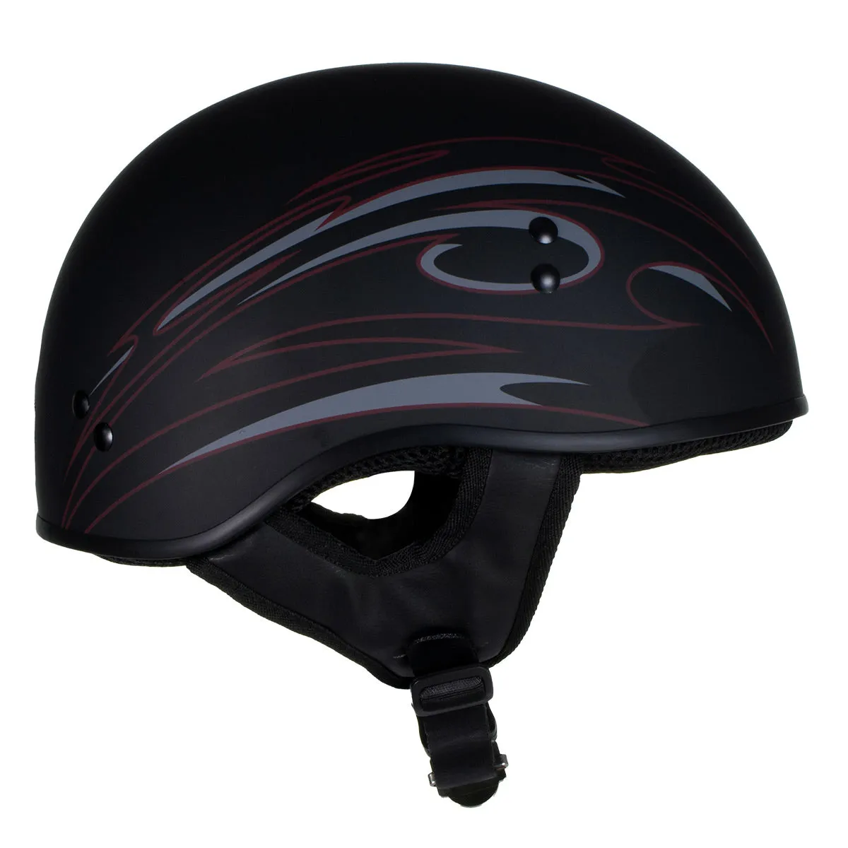 Hot Leathers Tribal Black Motorcycle Skull Cap Half Helmet for Men and