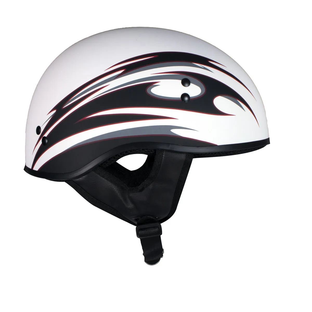 Hot Leathers Tribal White Motorcycle Skull Cap Half Helmet for Men and