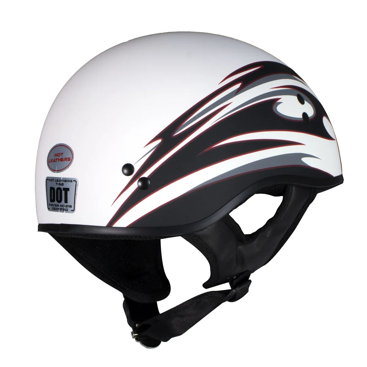 Hot Leathers Tribal White Motorcycle Skull Cap Half Helmet for Men and