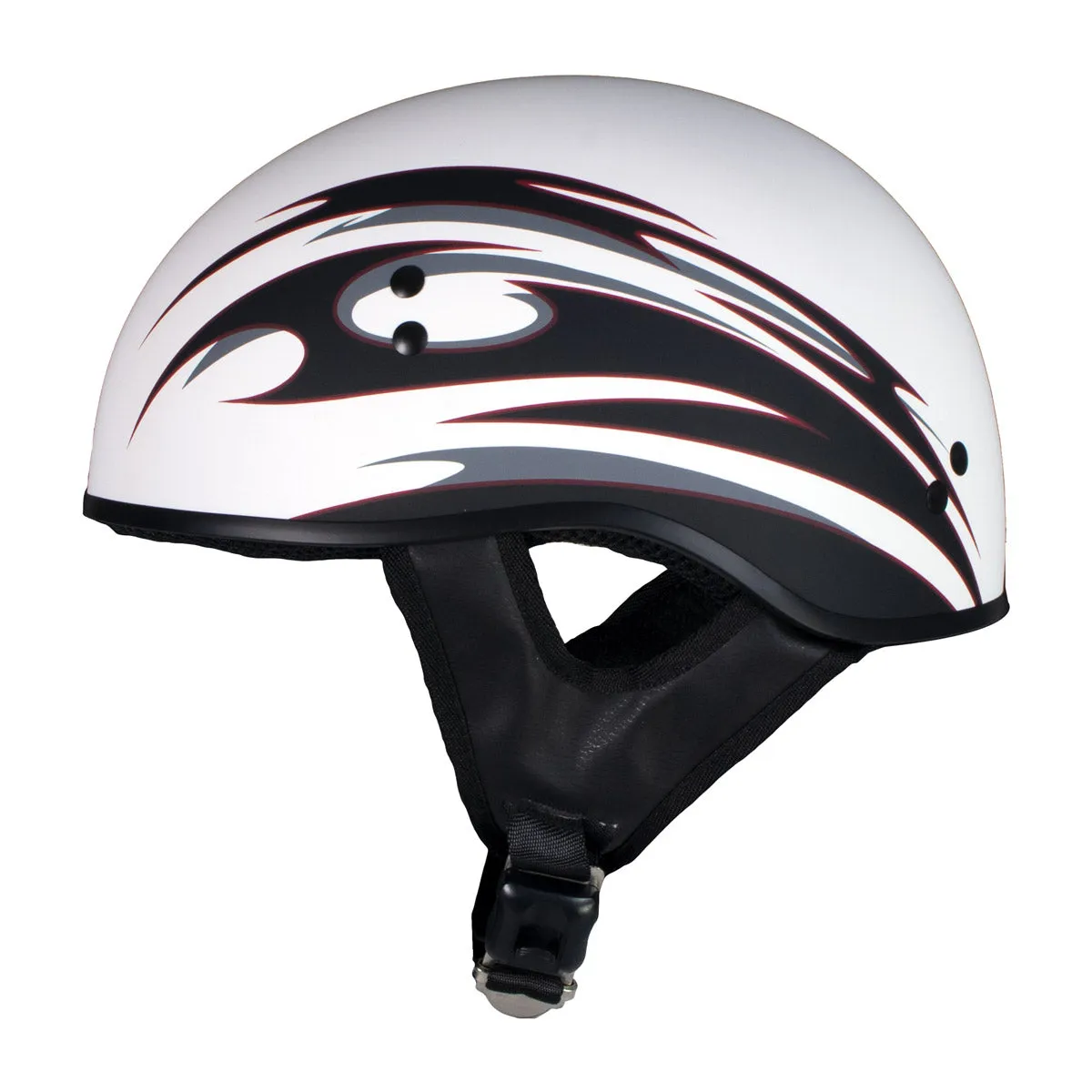 Hot Leathers Tribal White Motorcycle Skull Cap Half Helmet for Men and