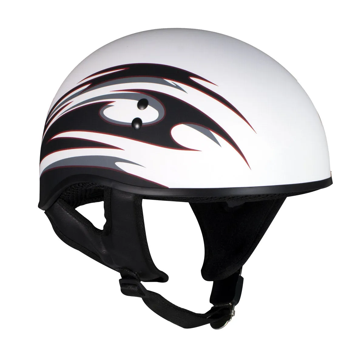 Hot Leathers Tribal White Motorcycle Skull Cap Half Helmet for Men and