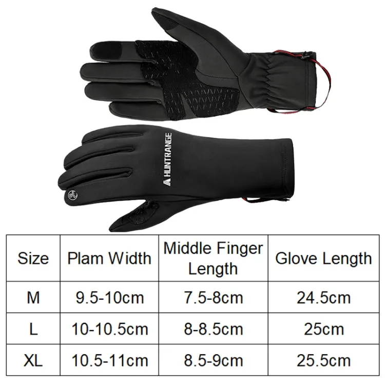 HUNTRANGE A037 Plus Velvet Sports Windproof Waterproof Touch Screen Riding Gloves, Size: L(Navy)