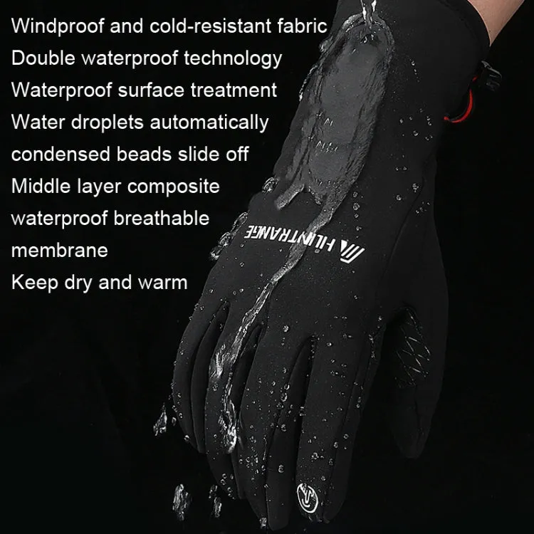 HUNTRANGE A037 Plus Velvet Sports Windproof Waterproof Touch Screen Riding Gloves, Size: L(Navy)