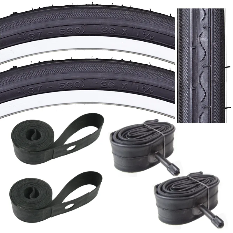 Kenda K40 26x1-3/8 Bike Tire Tube & Strip Kit ISO 37-590