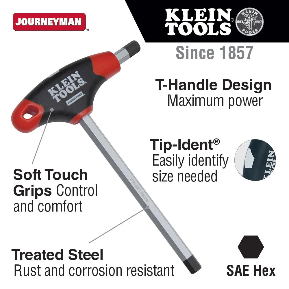 Klein Tools JTH9E14 5/16" Hex Key with Journeyman T-Handle, 9"