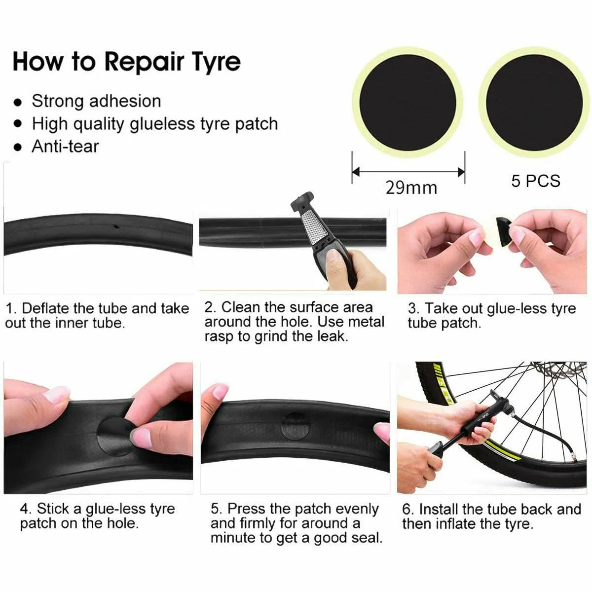 Mini Bike Pump & Glueless Puncture Repair Kit