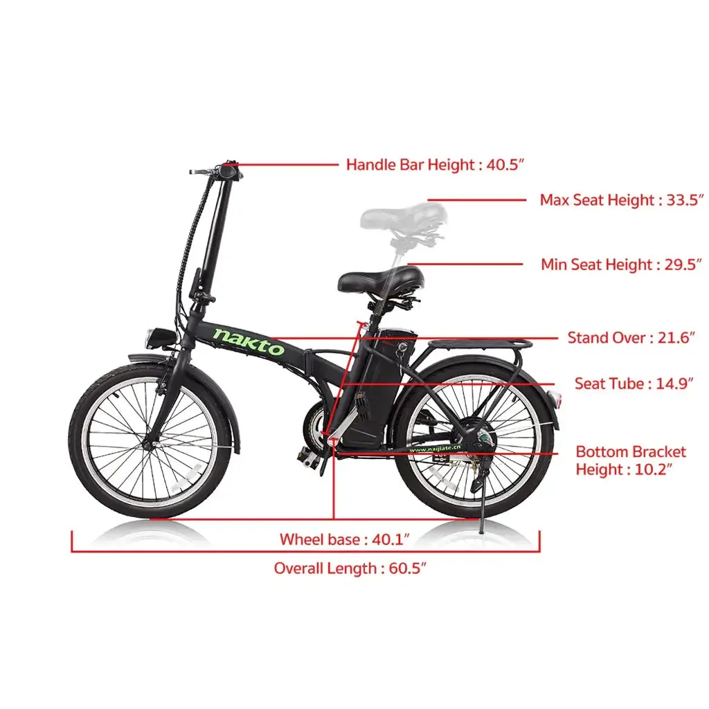 Nakto Fashion 20” Folding Electric Bike, 250W 36V